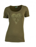  - OS-Trachten Damen-T-Shirt mit Strassmotiv, Farbe oliv. Größe XS. olivová / XXL